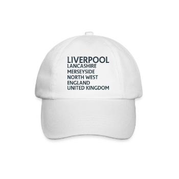 Liverpool – England Textdesign - Baseballkappe - Weiß/Weiß - Vorne