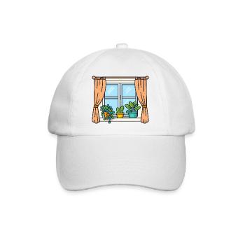 Fensterblick mit Zimmerpflanzen - Baseballkappe - Weiß/Weiß - Vorne
