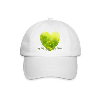Gelbes Blumenherz mit gelben Blumen Gartenlook - Baseballkappe - Weiß/Weiß - Vorne