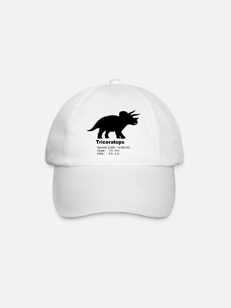 Triceratops Steckbrief – Dino Fakten - Baseballkappe - Weiß/Weiß