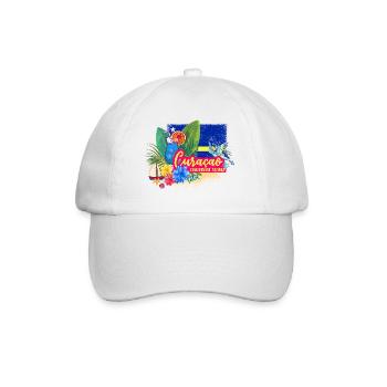 Curaçao Vintage Karibik Souvenir mit Schildkröte - Baseballkappe - Weiß/Weiß - Vorne