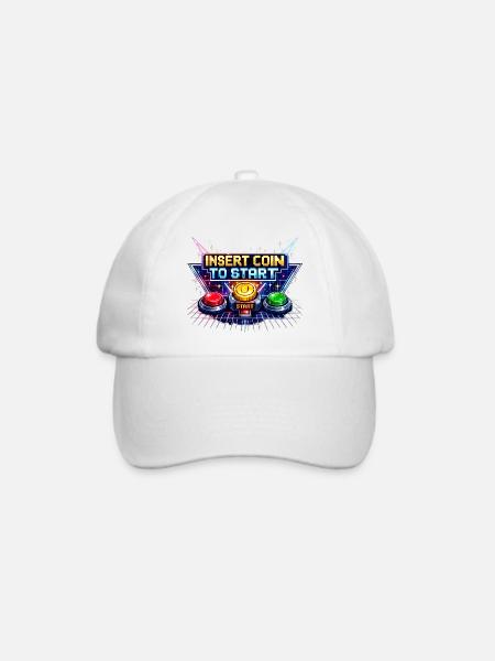 Arcade Startknopf Neon Retro - Baseballkappe - Weiß/Weiß