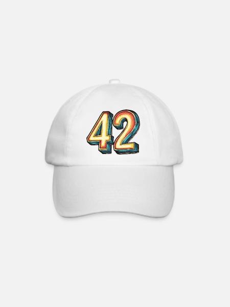 42 Zahl Bunt - Baseballkappe - Weiß/Weiß
