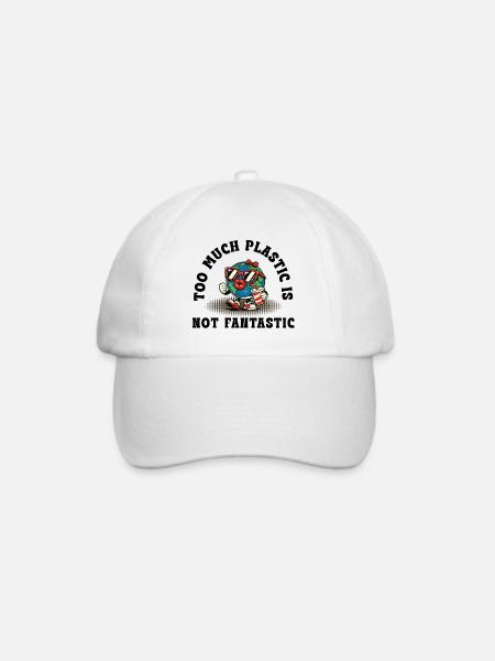 Plastic Is Not Fantastic – Retro Umwelt Statement - Baseballkappe - Weiß/Weiß