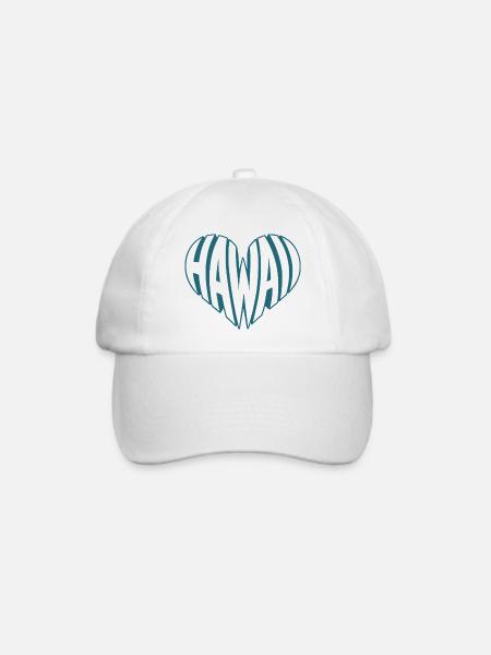Hawaii, Hawai kantiges HerzTypo-Design - Baseballkappe - Weiß/Weiß