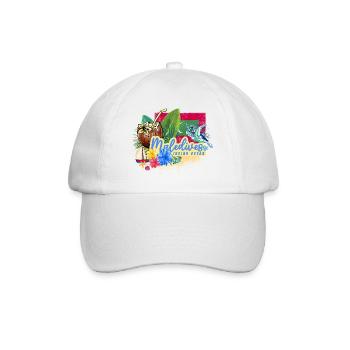 Malediven Schildkröte Retro Indischer Ozean Design - Baseballkappe - Weiß/Weiß - Vorne