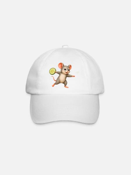 Fröhliche Maus mit Gurken Frisbee - Baseballkappe - Weiß/Weiß