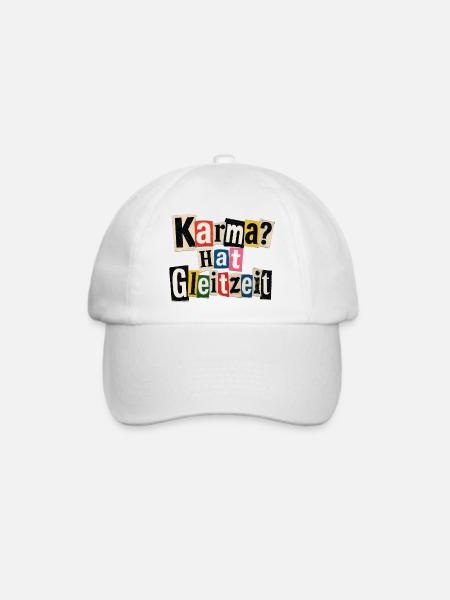 Karma? Hat Gleitzeit – lustiger Spruch - Baseballkappe - Weiß/Weiß