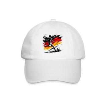 Kicker mit Deutschlandflagge - Baseballkappe - Weiß/Weiß - Vorne