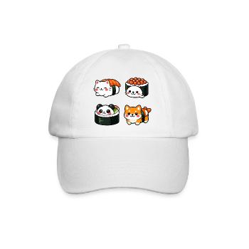 Kawaii Sushi Tierchen Kollektion - Baseballkappe - Weiß/Weiß - Vorne
