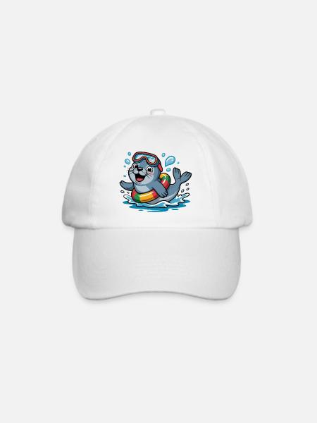 Cooler Seehund - Baseballkappe - Weiß/Weiß