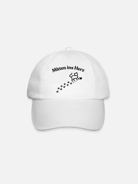 Mitten ins Herz Katzenmotiv - Baseballkappe - Weiß/Weiß