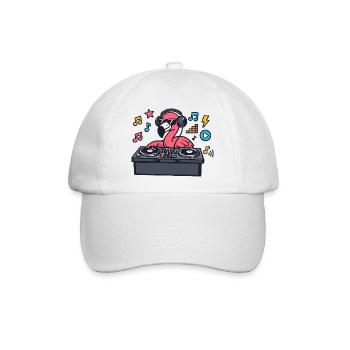 Flamingo DJ im Plattenteller-Style - Baseballkappe - Weiß/Weiß - Vorne