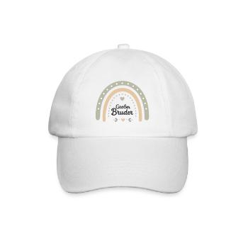 Boho Geschwisterdesign Regenbogen mit Schriftzug - Baseballkappe - Weiß/Weiß - Vorne