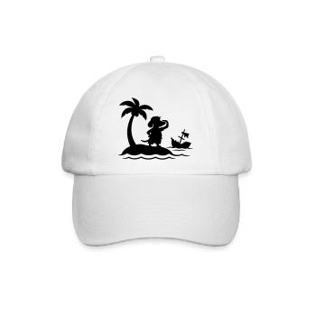 Dackel auf einsamer Insel – Lustiger Castaway Hund - Baseballkappe - Weiß/Weiß - Vorne