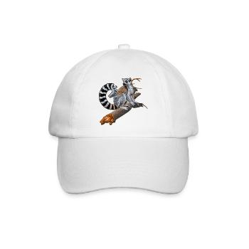 Dschungeltiere, Katta Lemur auf Ast - Baseballkappe - Weiß/Weiß - Vorne