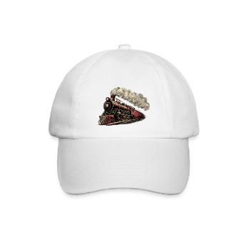 Vintage-Dampflokomotive mit schnellem Retro-Zug - Baseballkappe - Weiß/Weiß - Vorne