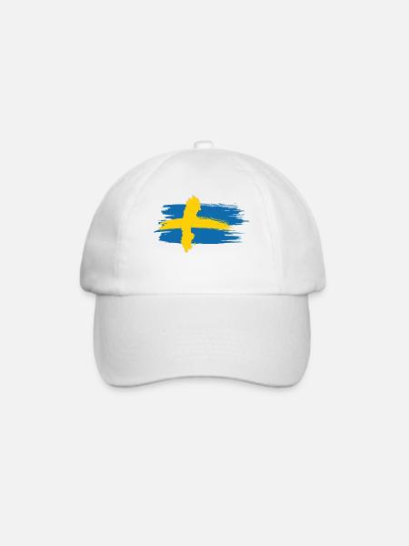 Schweden – Blau Gelb Landkarte Brush Design - Baseballkappe - Weiß/Weiß