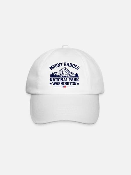 Mount Rainier Nationalpark Washington - Baseballkappe - Weiß/Weiß