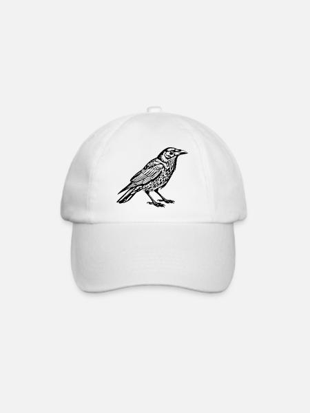 Krähe schwarz Geschenk - Baseballkappe - Weiß/Weiß