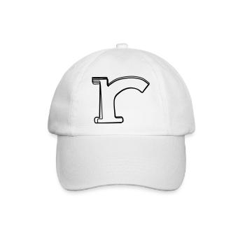 Kleinbuchstabe r handgezeichnet - Baseballkappe - Weiß/Weiß - Vorne