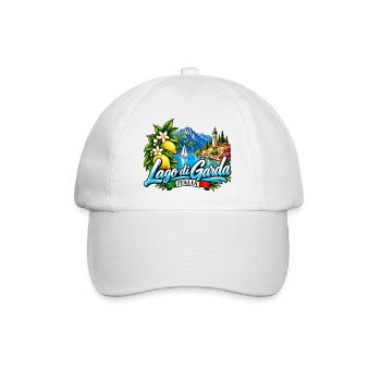 Lago di Garda – Italien, See & Dolce Vita - Baseballkappe - Weiß/Weiß - Vorne