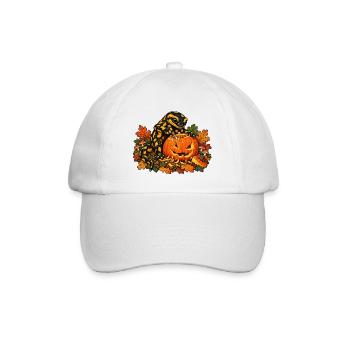 Salamander schnitzt Halloween-Kürbis - Baseballkappe - Weiß/Weiß - Vorne