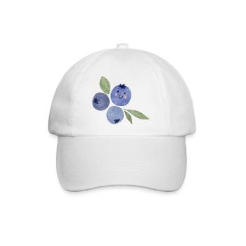 Blaubeeren Aquarell Trio mit Gesicht - Baseballkappe - Weiß/Weiß - Vorne