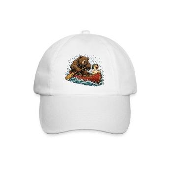 Bär & Ente im Kanu – Regen & Outdoor - Baseballkappe - Weiß/Weiß - Vorne