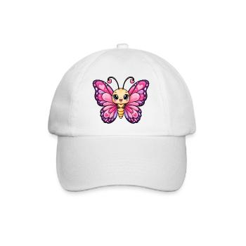 Schmetterling Kawaii Style – Süßes Naturmotiv - Baseballkappe - Weiß/Weiß - Vorne