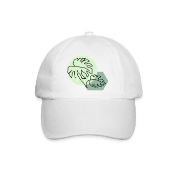 Pastellfarbene Monstera-Blätter im einfachen Linienstil - Baseballkappe - Weiß/Weiß - Vorne