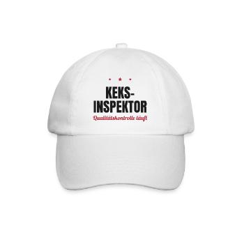 Keks-Inspektor – Qualitätskontrolle läuft - Baseballkappe - Weiß/Weiß - Vorne