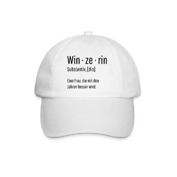 Winzerin Substantiv Definition Wein Geschenk - Baseballkappe - Weiß/Weiß - Vorne