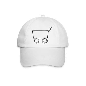 Bollerwagen handgezeichnet - Baseballkappe - Weiß/Weiß - Vorne