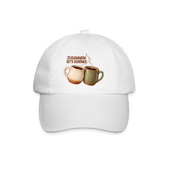 Zusammen ist's schöner - Zwei Kaffeetassen - Baseballkappe - Weiß/Weiß - Vorne