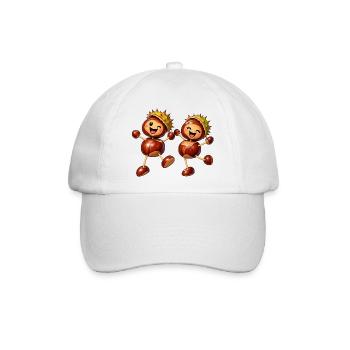 Fröhliches Kastanienfiguren-Paar - Baseballkappe - Weiß/Weiß - Vorne