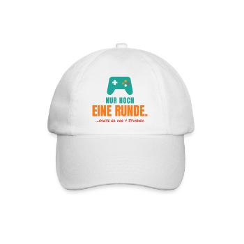 Nur noch eine Runde – Gamer Spruch - Baseballkappe - Weiß/Weiß - Vorne