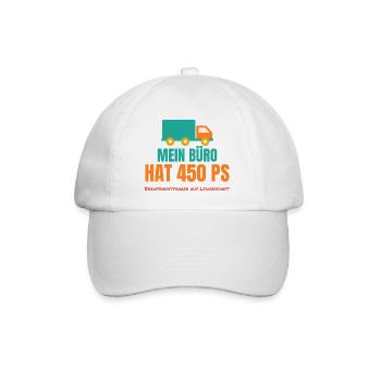 Mein Büro hat 450 PS – LKW-Fahrer Spruch - Baseballkappe - Weiß/Weiß - Vorne