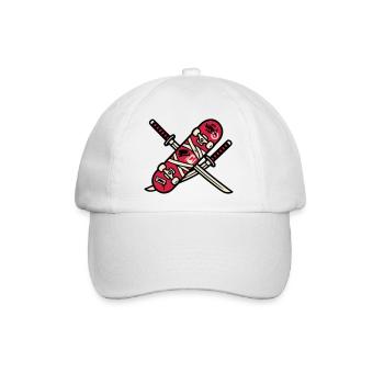 Skateboard Katana Wappen Logo - Baseballkappe - Weiß/Weiß - Vorne