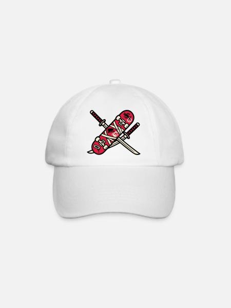 Skateboard Katana Wappen Logo - Baseballkappe - Weiß/Weiß