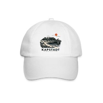 Kapstadt Küstenblick Linienstil - Baseballkappe - Weiß/Weiß - Vorne