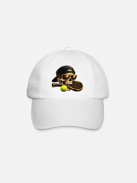 Skelett mit Sonnenuntergang Padel-Style - Baseballkappe - Weiß/Weiß