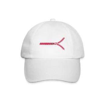Reissverschluss Zipper Verschluss - Baseballkappe - Weiß/Weiß - Vorne
