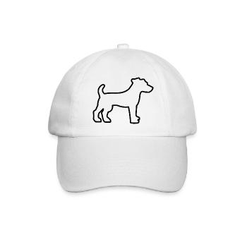 Jack Russell Terrier - Schwarze Kontur - Baseballkappe - Weiß/Weiß - Vorne