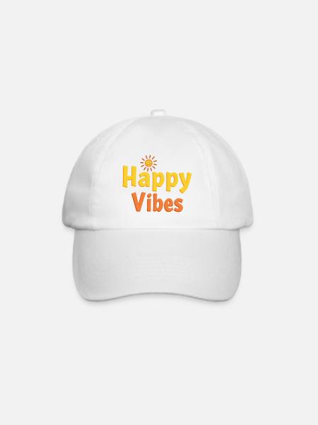 Happy Vibes - Glückliche Sonne - Baseballkappe - Weiß/Weiß