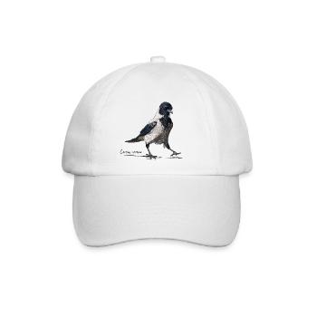 Nebelkrähe - Corvus corone - Baseballkappe - Weiß/Weiß - Vorne