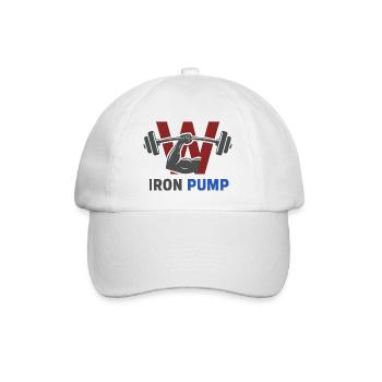 Iron Pump Krafttraining Emblem - Baseballkappe - Weiß/Weiß - Vorne