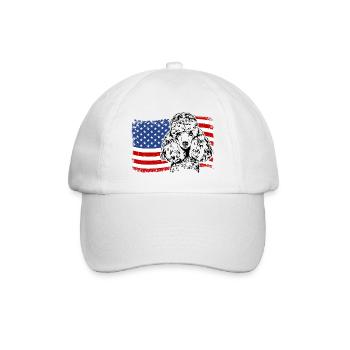 Zwergpudel Amerika Fahne Hunde Wilsigns - Baseballkappe - Weiß/Weiß - Vorne