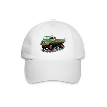 Unimog - Oldtimer - Offroad - Universal Motorgerät - Baseballkappe - Weiß/Weiß - Vorne