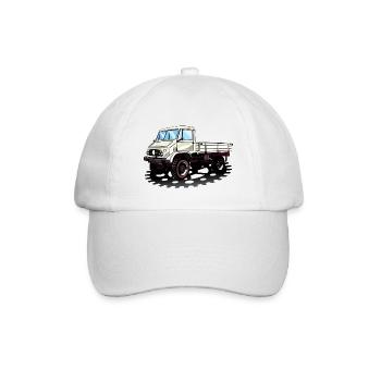 Unimog - Oldtimer - Offroad - Universal Motorgerät - Baseballkappe - Weiß/Weiß - Vorne